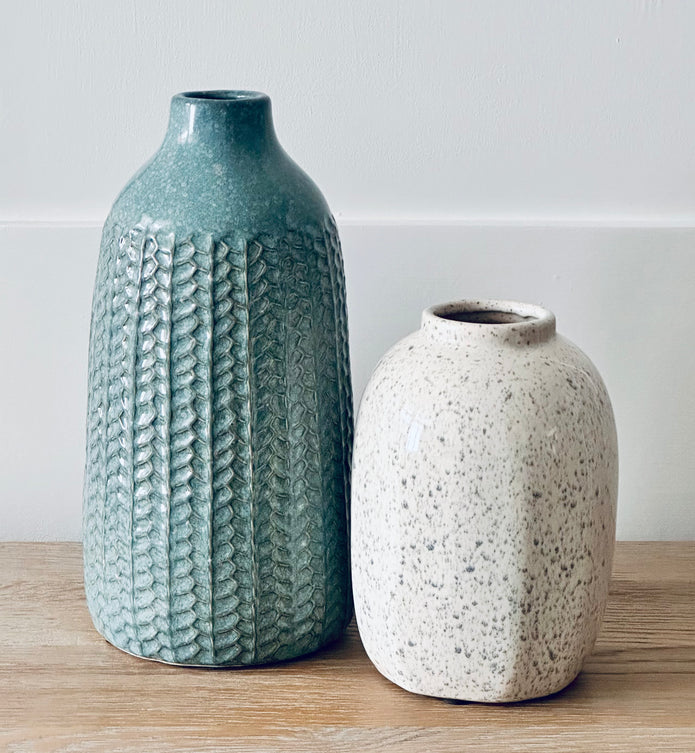 Blue Herringbone Vase - Hygge SHORES