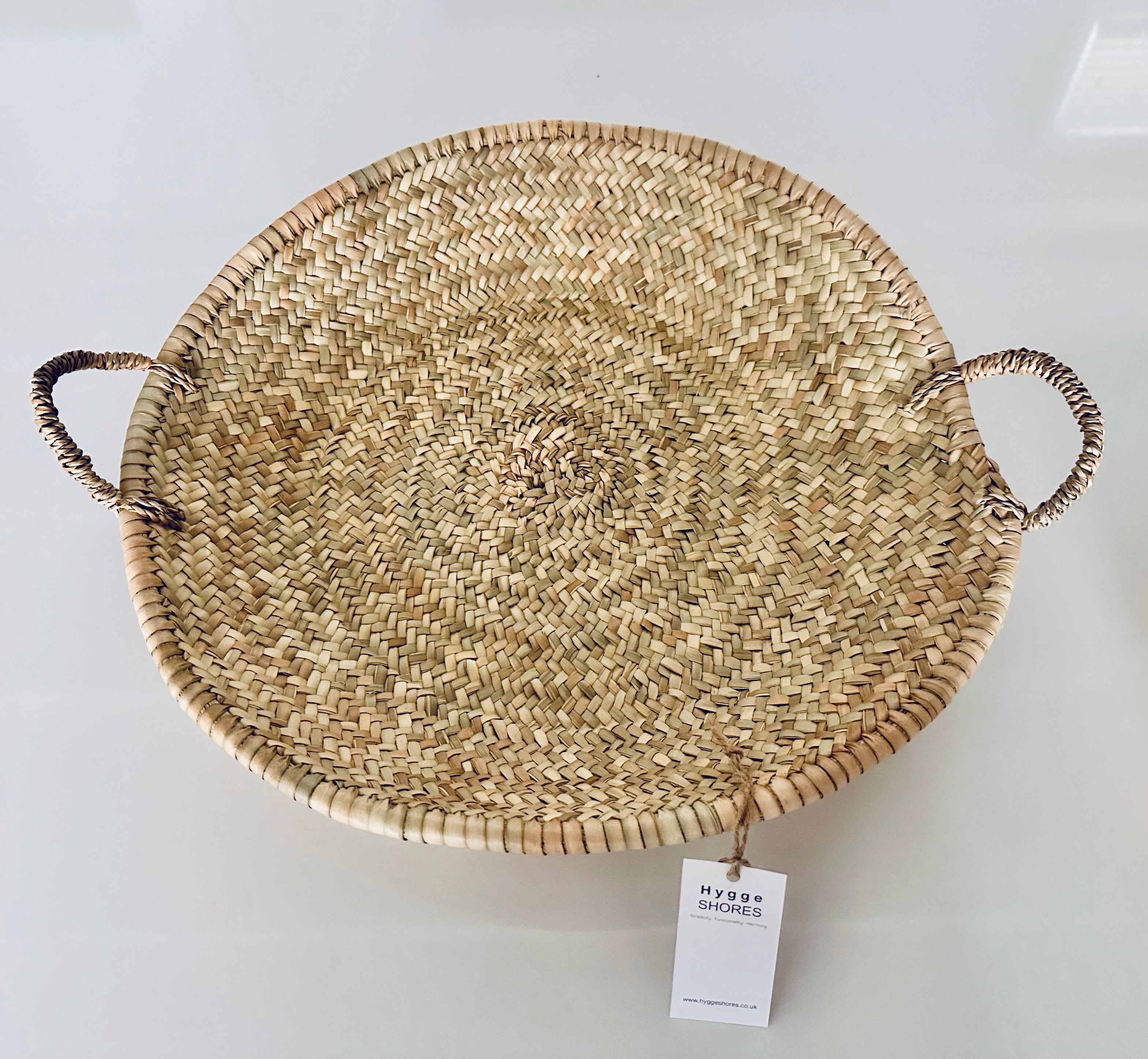 Decorative Woven Tray with Handles - 2 Sizes - Hygge SHORES