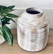 Distressed White-Washed Terracotta Vase - Hygge SHORES