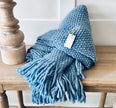 Dusty Blue Woven Blanket - Hygge SHORES