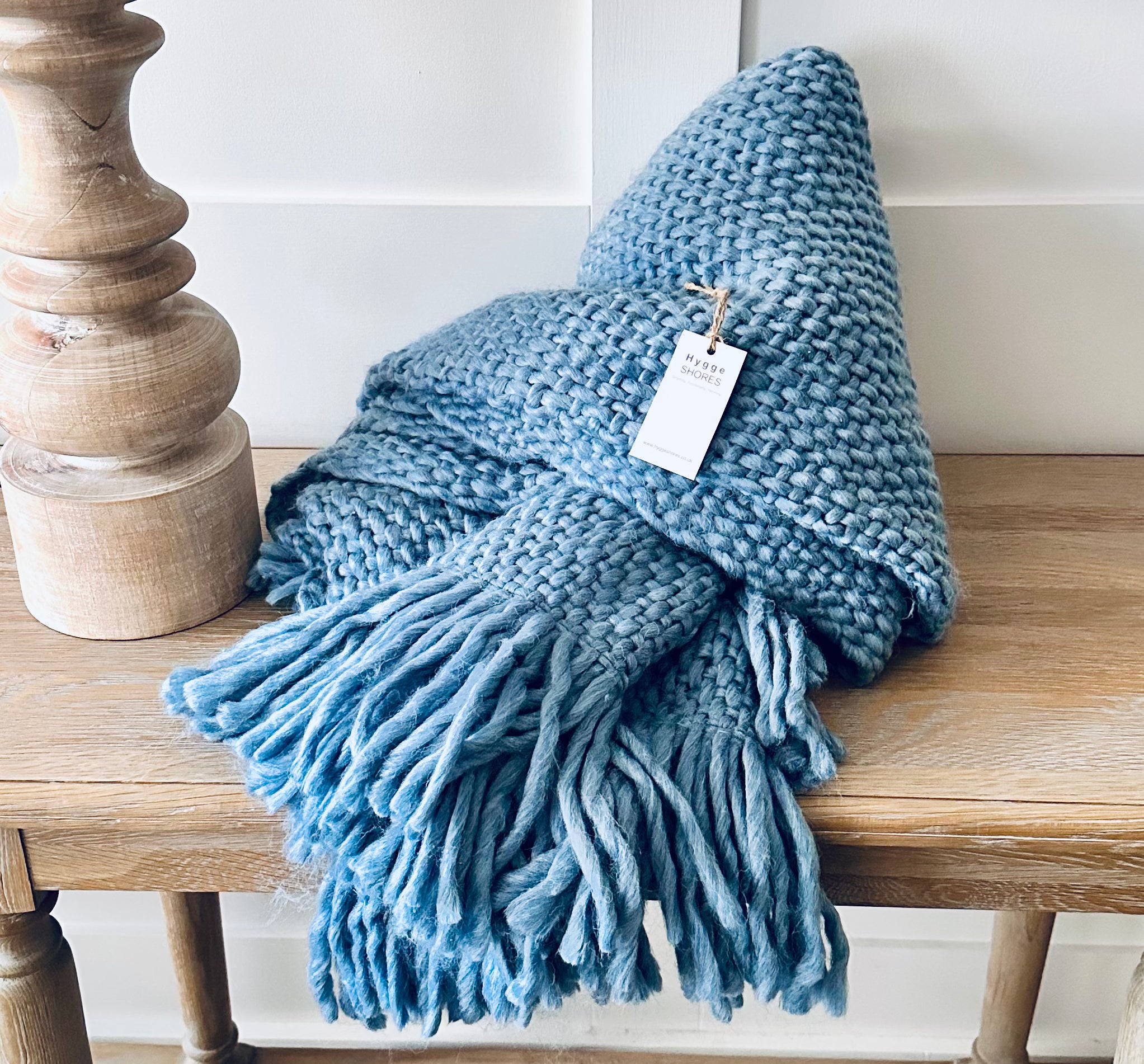 Dusty Blue Woven Blanket - Hygge SHORES