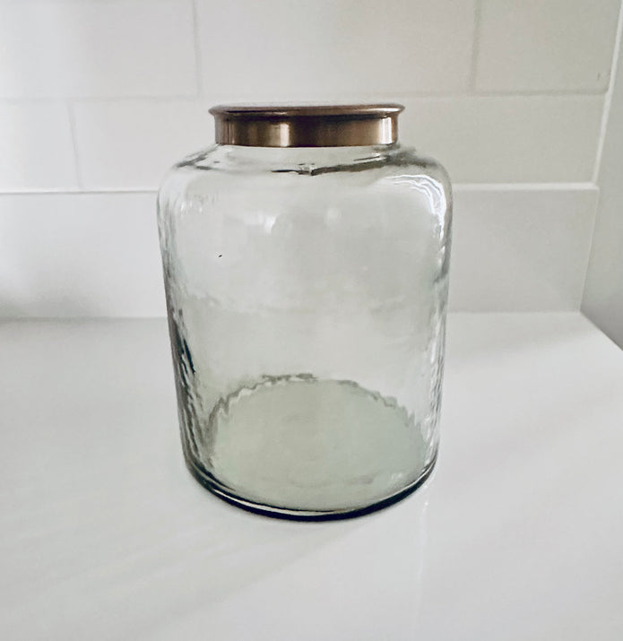 Hammered Glass Storage Container With Lid - 3 Sizes - Hygge SHORES