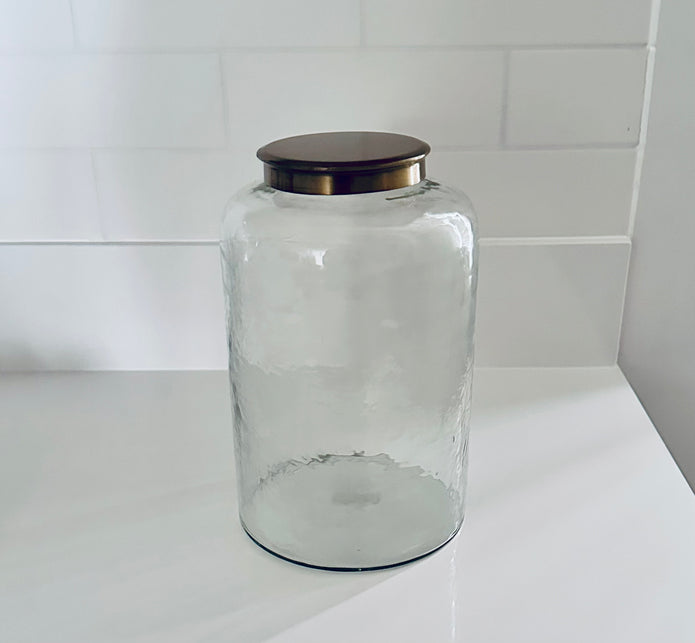 Hammered Glass Storage Container With Lid - 3 Sizes - Hygge SHORES