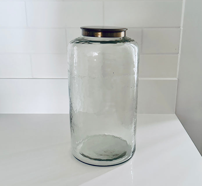 Hammered Glass Storage Container With Lid - 3 Sizes - Hygge SHORES