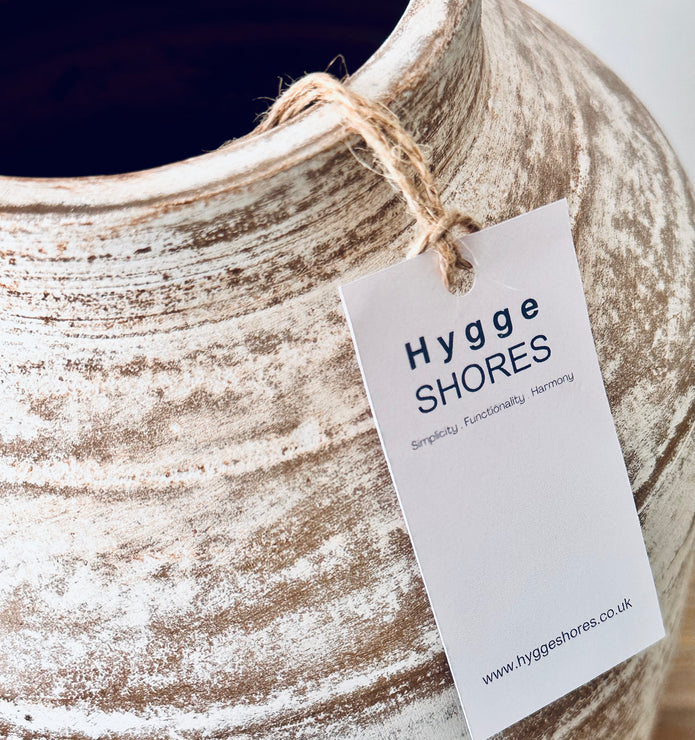 Distressed White-Washed Terracotta Vase - Hygge SHORES