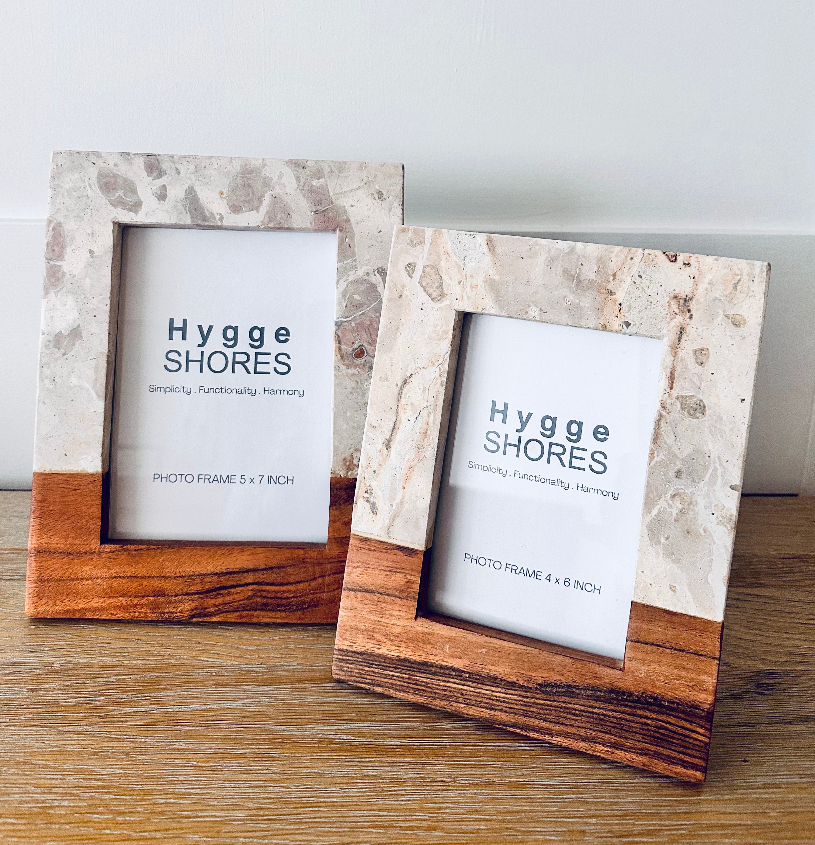 Marble & Wood Photo Frame - 2 Sizes - Hygge SHORES