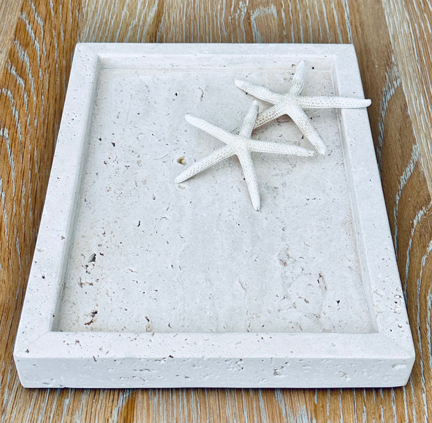 Natural Travetine Rectanguar Tray - Hygge SHORES
