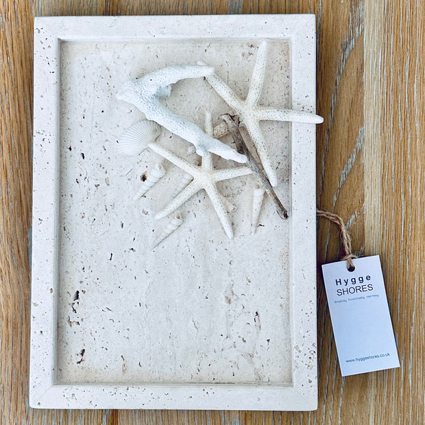 Natural Travetine Rectanguar Tray - Hygge SHORES