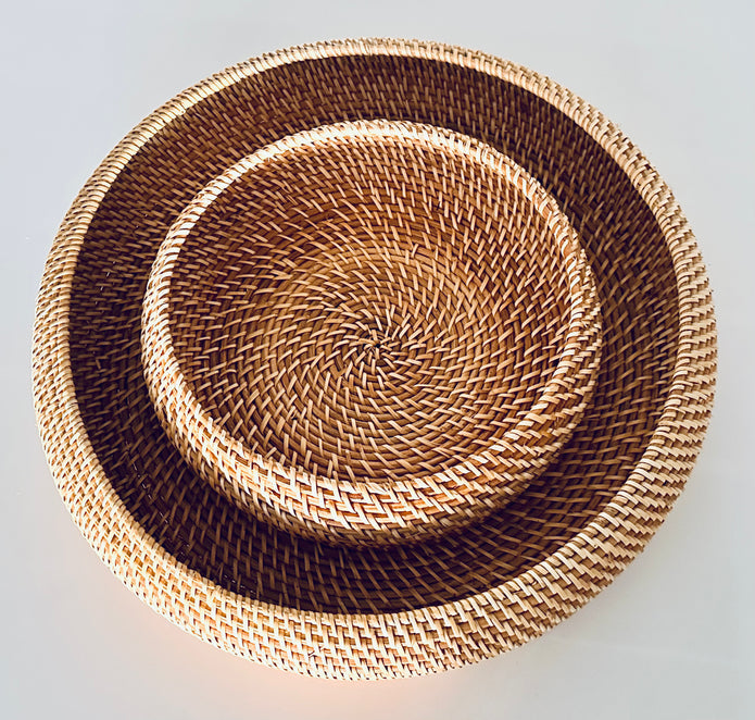 Round Rattan Baskets - Set of 2 - Hygge SHORES