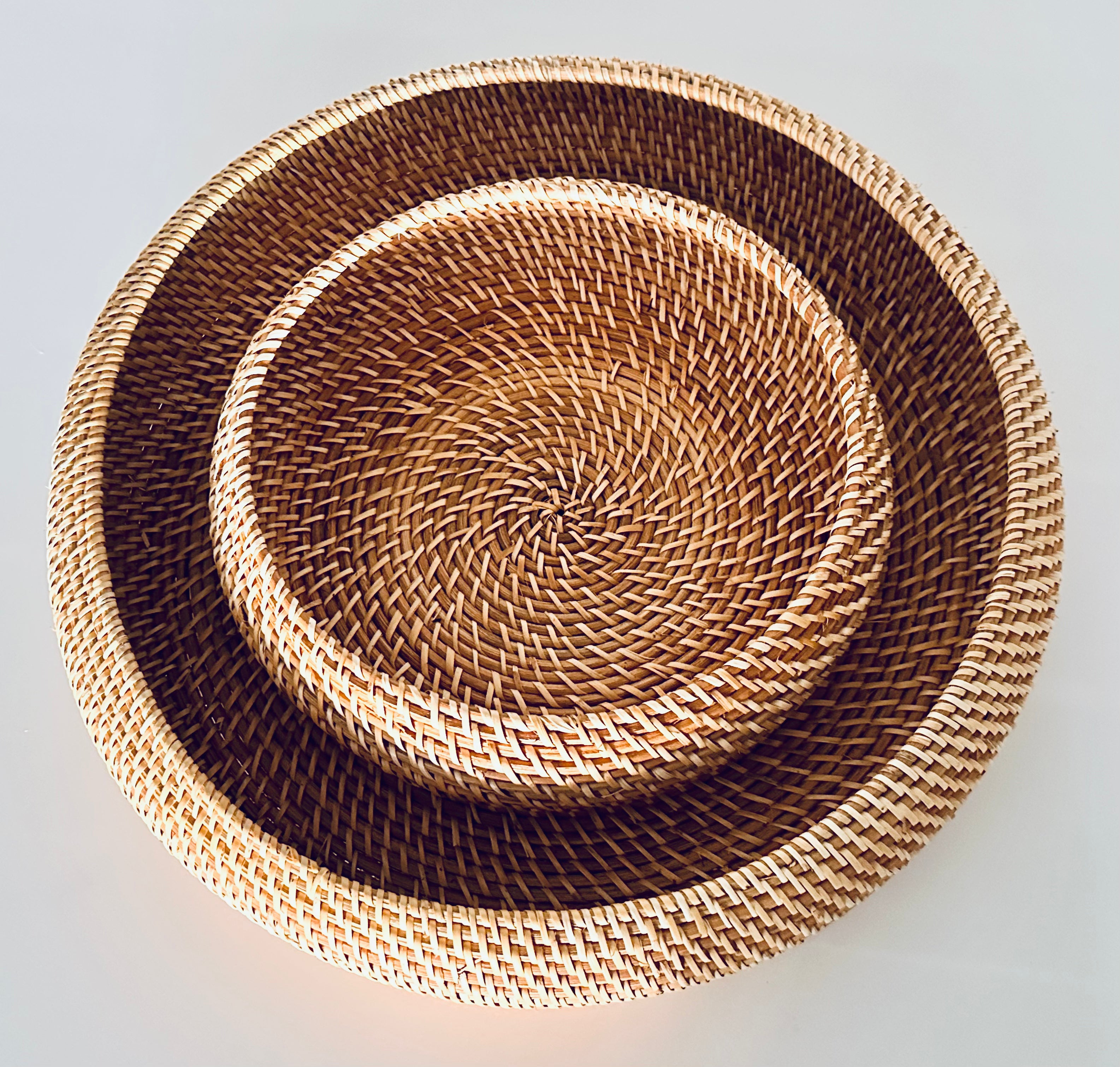 Round Rattan Baskets - Set of 2 - Hygge SHORES