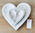 Washed Wooden Heart Dish - 2 Sizes - Hygge SHORES