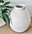 White Ribbed Vase - 2 Sizes - Hygge SHORES