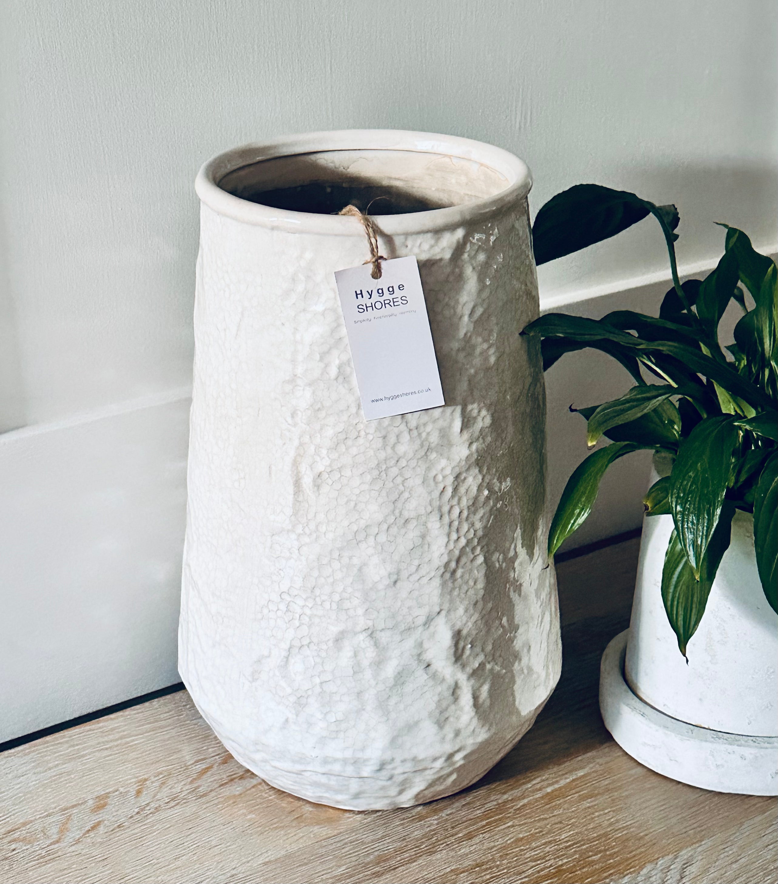 White Textured Conical Vase - Hygge SHORES