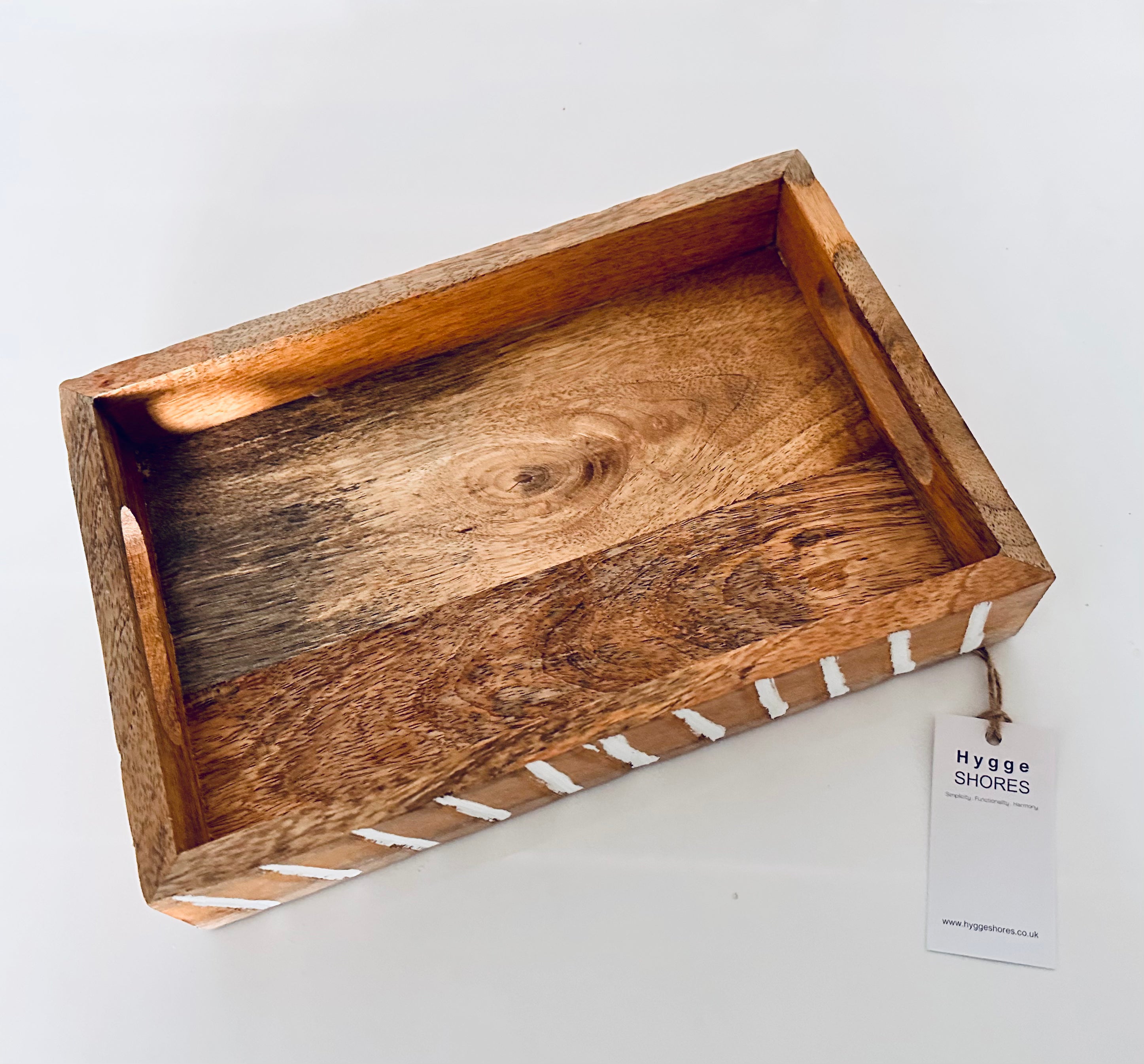 White Wash Wooden Serving Tray - 2 Sizes - Hygge SHORES