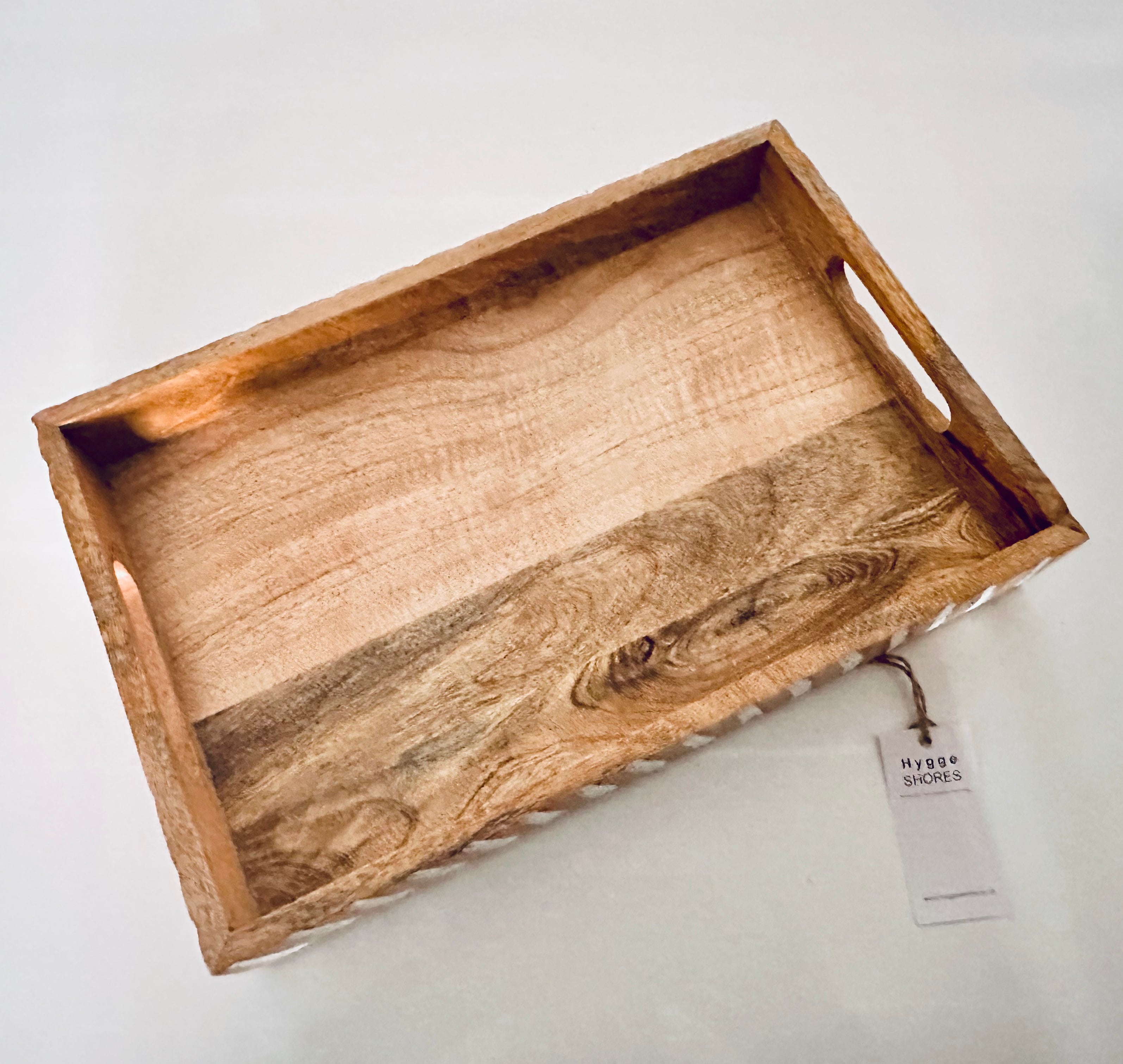 White Wash Wooden Serving Tray - 2 Sizes - Hygge SHORES