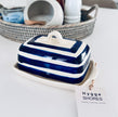 Blue Striped Butter Dish