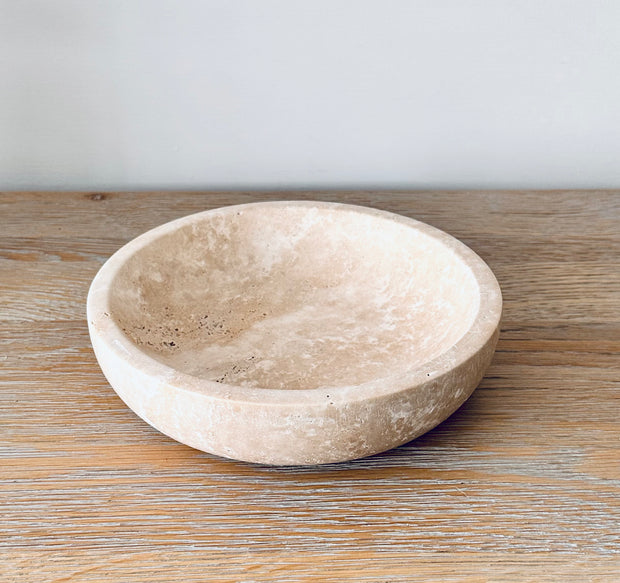 Decorative Travertine Shallow Bowl - Hygge SHORES