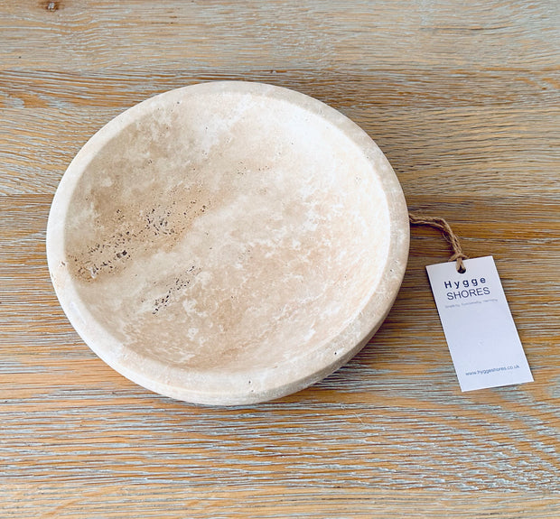 Decorative Travertine Shallow Bowl - Hygge SHORES