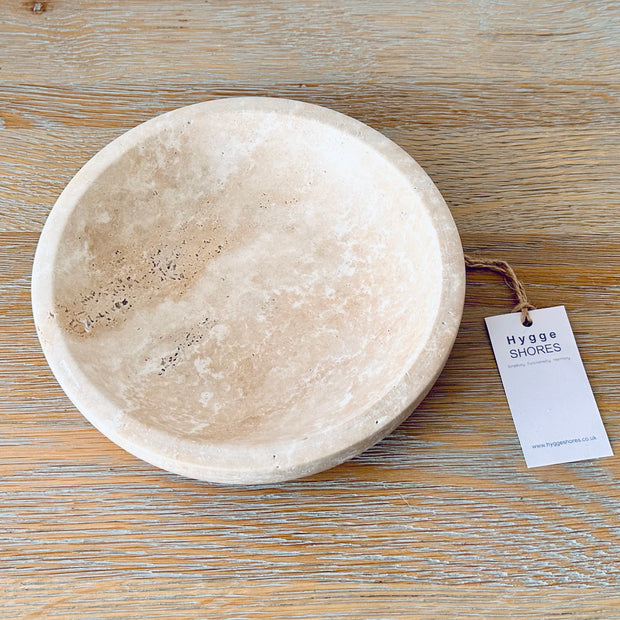 Decorative Travertine Shallow Bowl - Hygge SHORES