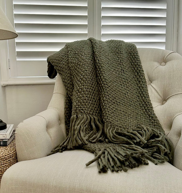 Forest Green Woven Blanket
