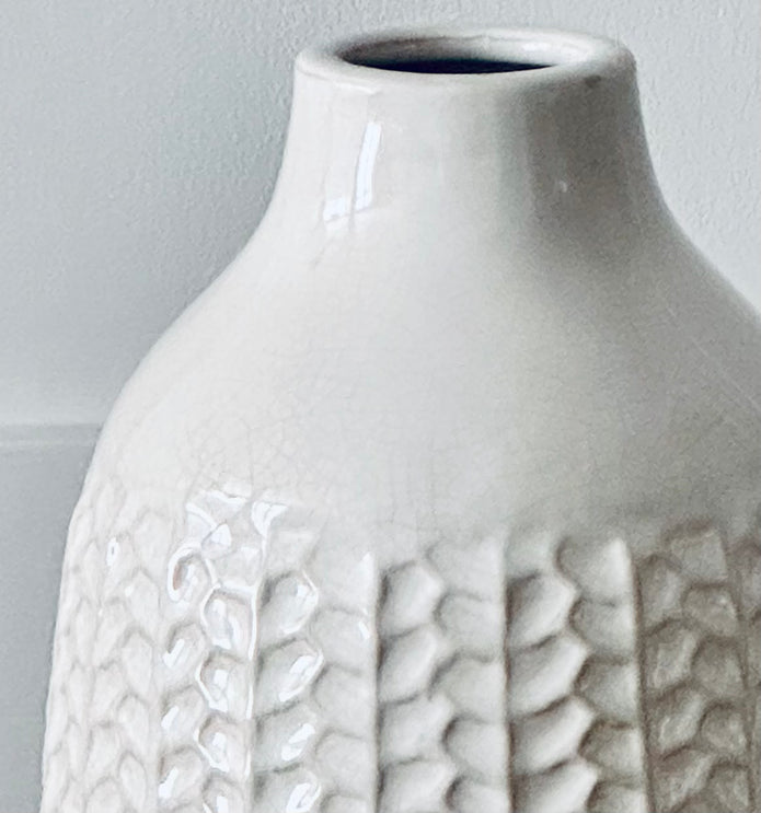 White Herringbone Vase - Hygge SHORES
